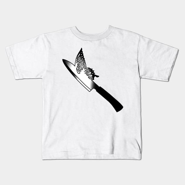 Butterfly Knife Kids T-Shirt by drawingsbydarcy